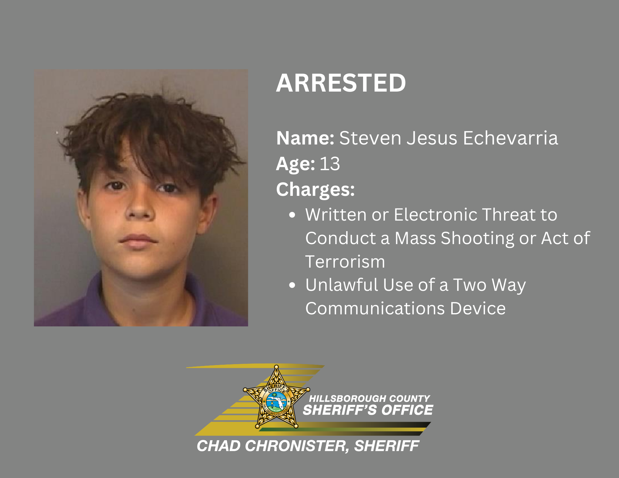 Florida 12-Year-Old Arrested for Online Manifesto Threatening Mass Shooting at Middle School